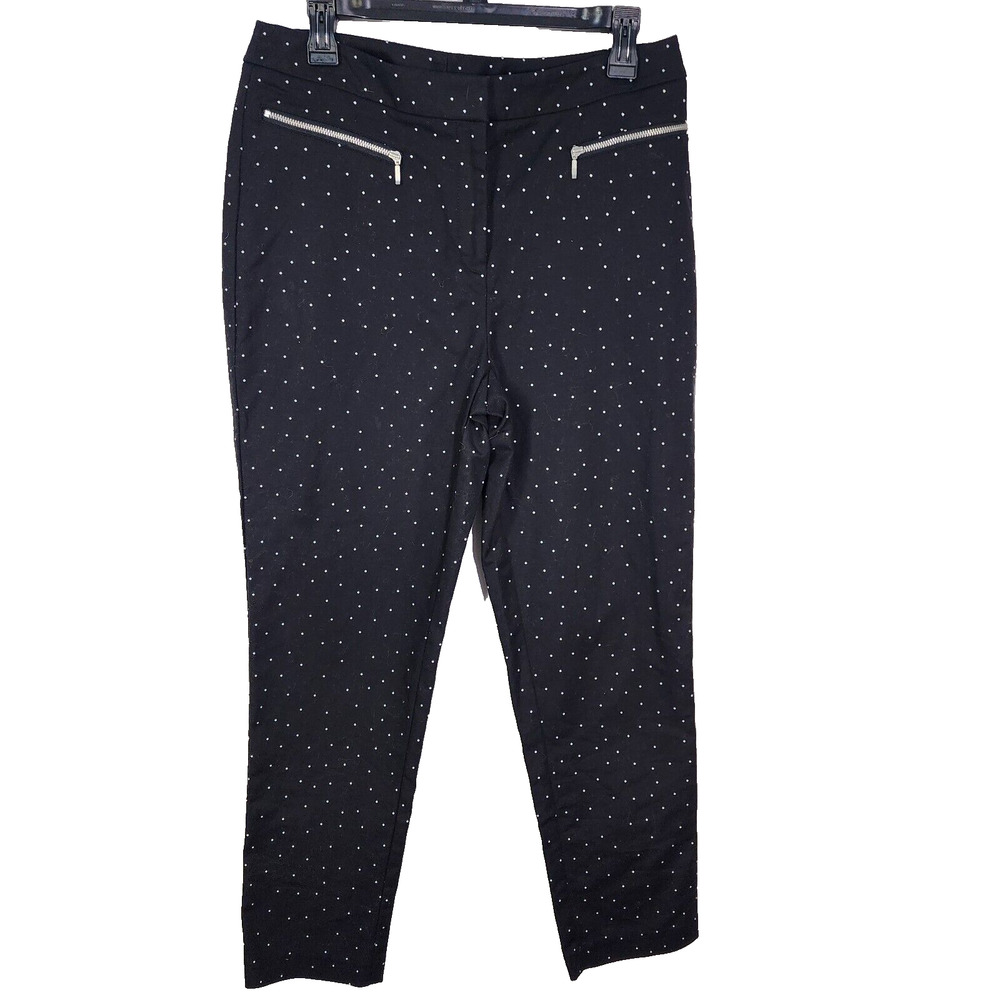 Chico's Ankle Pants Size 1 Medium 8 Diamond Delight Chic Black White Straight